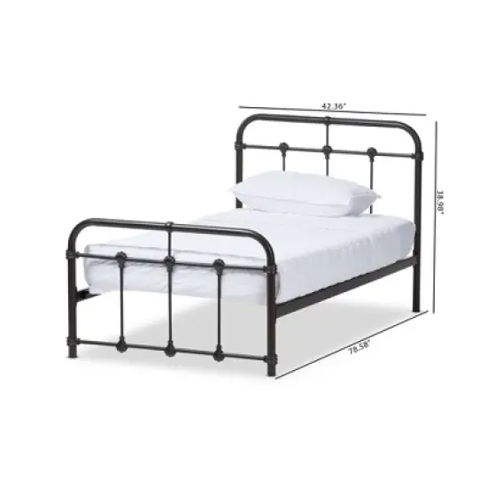 Twin Mandy Vintage Industrial Finished Metal Platform Bed Black - Baxton Studio image {5}
