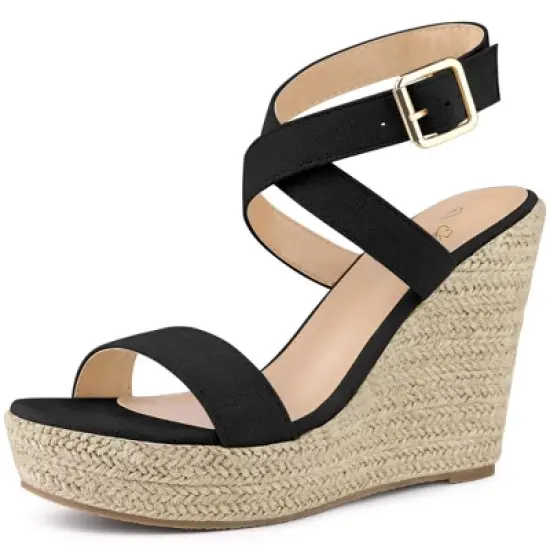 Perphy Slingback Crisscross Espadrille Wedge Heel Sandals for Women image {5}