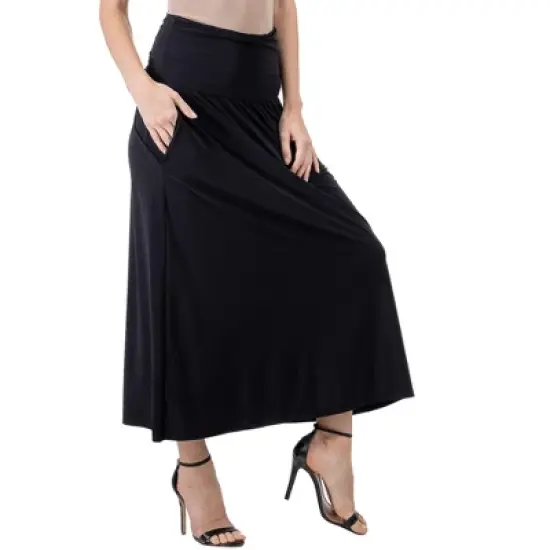 24seven Comfort Apparel Womens Foldover Maxi Skirt With Pockets image {1}
