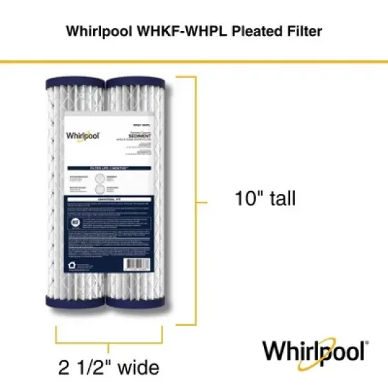 Whirlpool 10" x 2.5" Whole House Pleated Water Filter, 20 Micron, NSF Certified, WHKF-WHPL image {2}