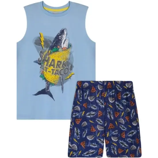 Sleep On It Boys Shark At-Taco 2-Piece Pajama Sleep Shorts Set image {5}