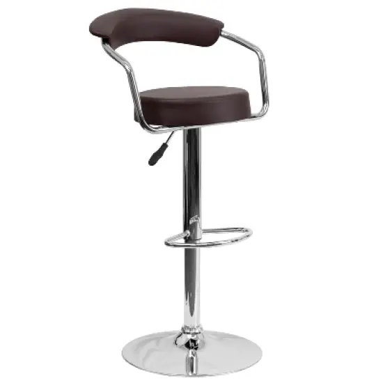 Emma and Oliver Contemporary Vinyl Adjustable Height Barstool with Arms image {7}