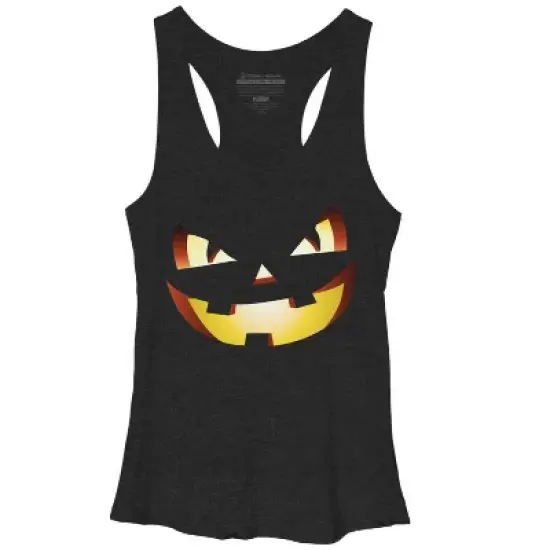 Women's Design By Humans Halloween Pumpkin Evil Smiley Face By artdim Racerback Tank Top image {3}