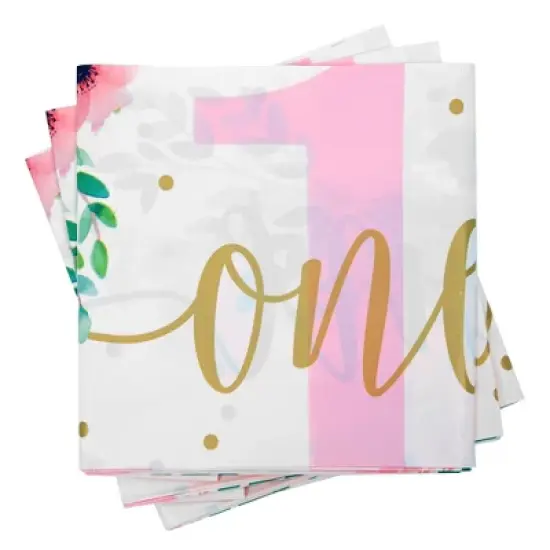 Sparkle and Bash 3 Pack Floral Plastic Tablecloth, Baby Girls First Birthday Decorations, 54x108 in image {8}