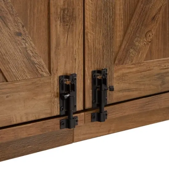 Large Dog Crate Furniture with Divider, Barn Door Design, Tabletop & Storage Drawers, Fits Dogs up to 200 lbs image {6}