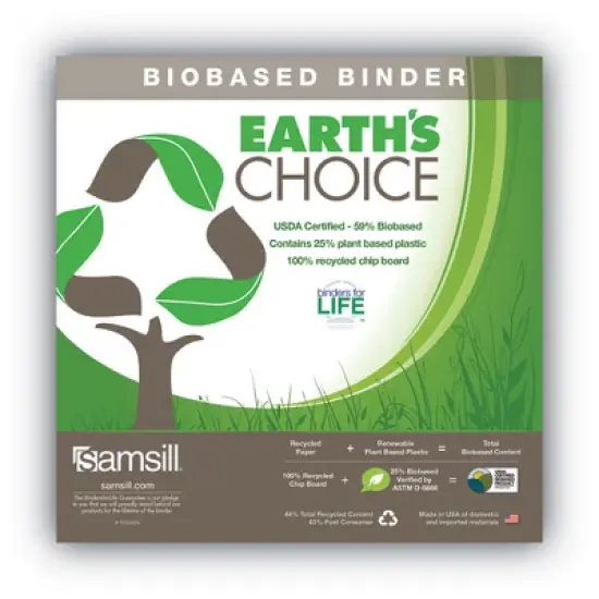 Samsill Earth&rsquo;s Choice Plant-Based Durable Fashion View Binder, 3 Rings, 2" Capacity, 11 x 8.5, Lime, 2/Pack image {4}