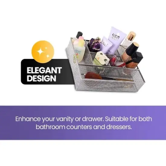 YBM Home 6 Compartment Mesh Cosmetic Organizer, Pack of 6 image {5}