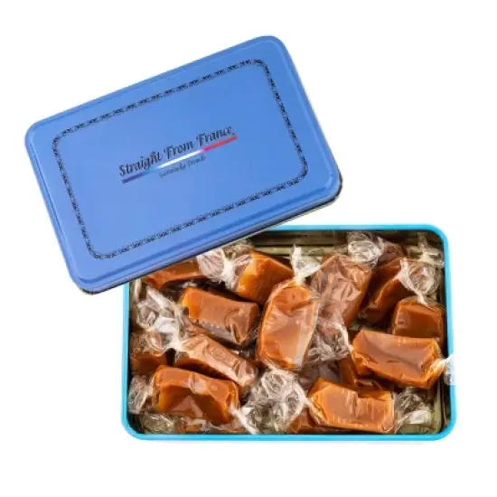 Straight from France Salted Butter Caramels with French Sea Salt, Gourmet Toffees in Brittany Themed Gift Tin 7 Oz image {4}