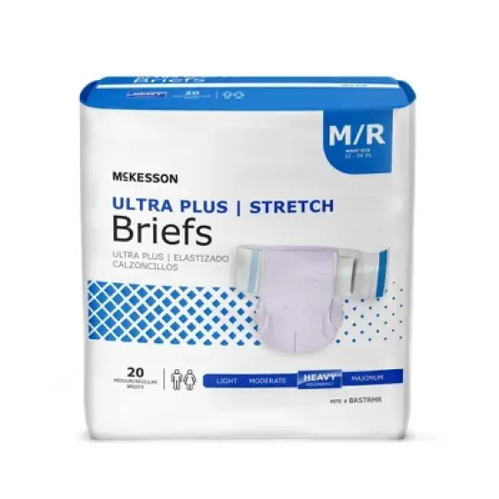 McKesson Ultra Plus Stretch Briefs, Incontinence, Heavy Absorbency, Unisex, Medium, 20 Count, 1 Pack image {6}
