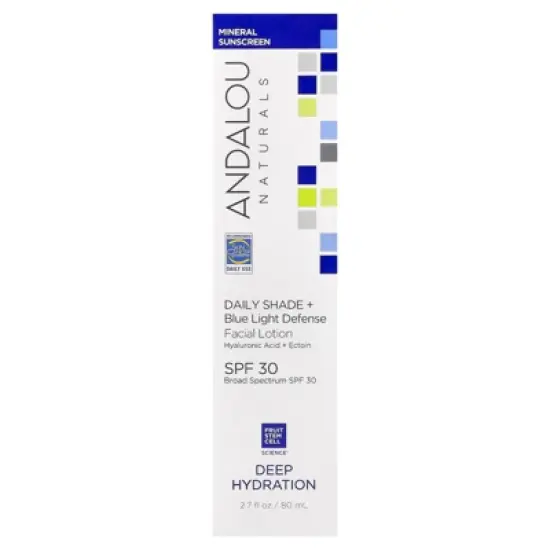 Andalou Naturals Deep Hydration, Daily Shade + Blue Light Defense Facial Lotion, SPF 30, 2.7 fl oz (80 ml) image {1}