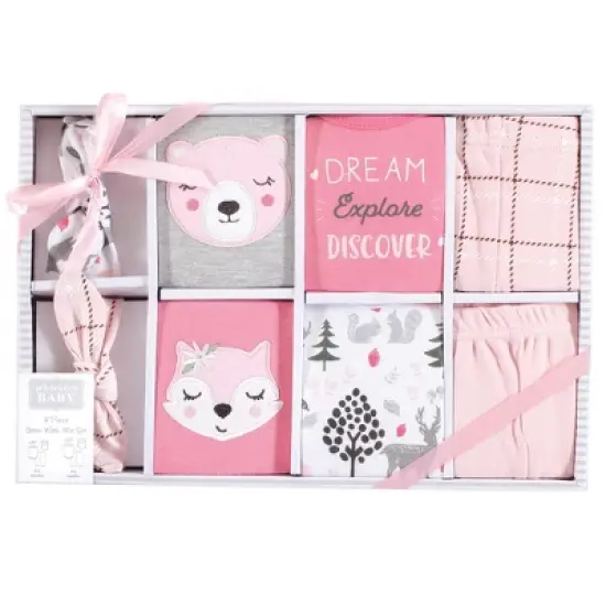 Hudson Baby Infant Girl Layette Boxed Giftset, Girl Woodland, 0-6 Months image {1}