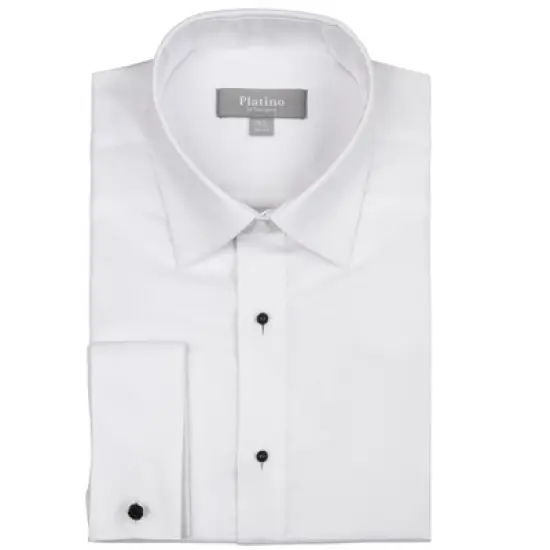 Men's Textured Slim Fit French Cuff Cotton Tuxedo Shirt, N 14.5 - 18.5 image {2}