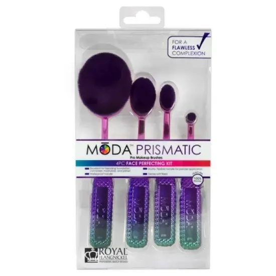 MODA Brush Prismatic Face Perfecting 4pc Makeup Brush Kit, Includes Foundation, Contour, and Concealer Makeup Brushes image {7}