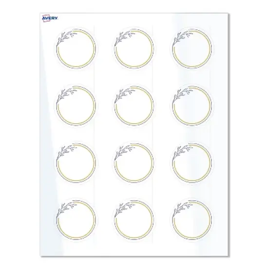 Avery Labels, 2" Diameter, Glossy White, Gold & Navy Border w/ Florals, 120ct image {8}