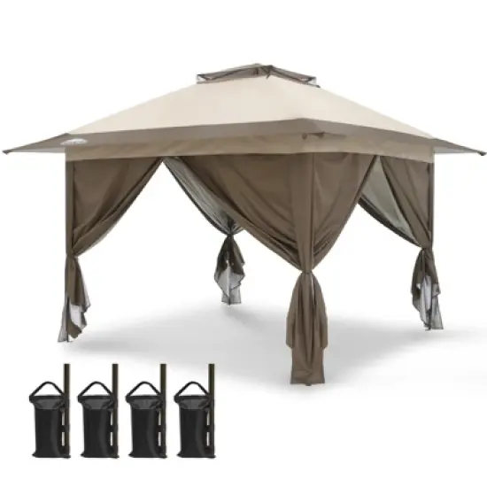 EAGLE PEAK 13'x13' Pop Up Gazebo with 4 Sidewalls, Easy Set Up Canopy for Patio and Backyard image {9}
