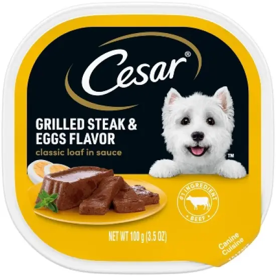 Cesar Classic Loaf in Sauce Grilled Steak, Beef, Gravy and Eggs Flavor Small Breed Wet Dog Food - 3.5oz image {8}