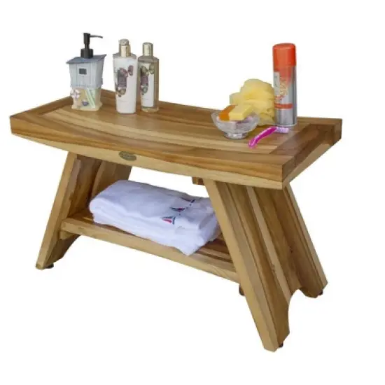EcoDecors&reg; Serenity&reg; 30" Teak Wood Shower Bench with Shelf in EarthyTeak Finish image {5}