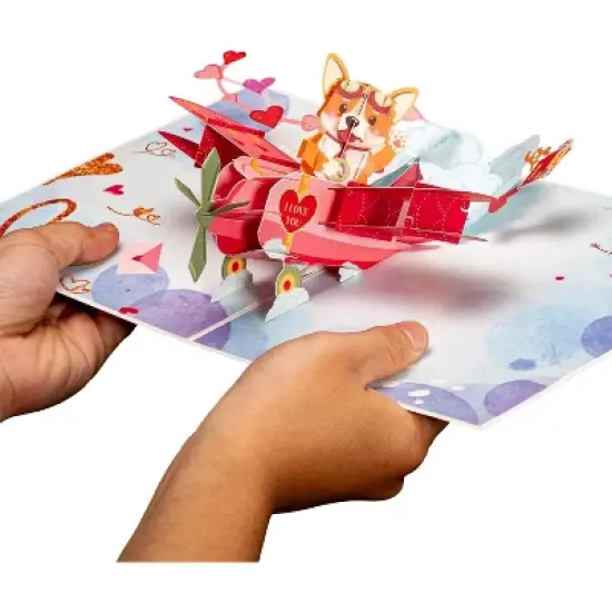Frndly by Paper Love 3D Dog Biplane Pop Up Card,  For All Occasion - Handcrafted 100% Recycled and Eco-Friendly, 8" x 6" Cover image {3}