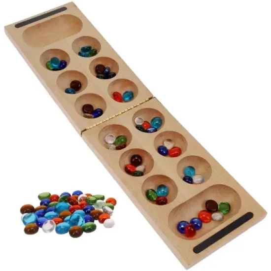 WE Games Solid Wood Folding Mancala Board Game - 18 in., Fun Games for Family Game Night, Family Games, Travel Games for Adults, Home Decor, Living image {3}