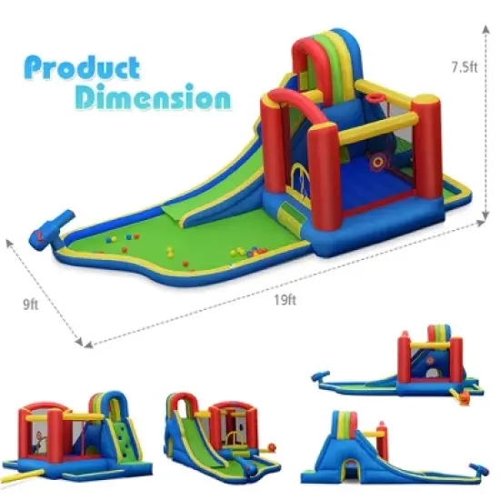 Costway Inflatable Kid Bounce House Slide Climbing Splash Pool Jumping Castle Without Blower image {1}