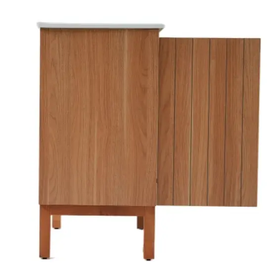 Christopher Knight Home Randi Vintage Minimalist 30" Modern Bathroom Vanity with Ceramic Sink, Antique Natural image {6}