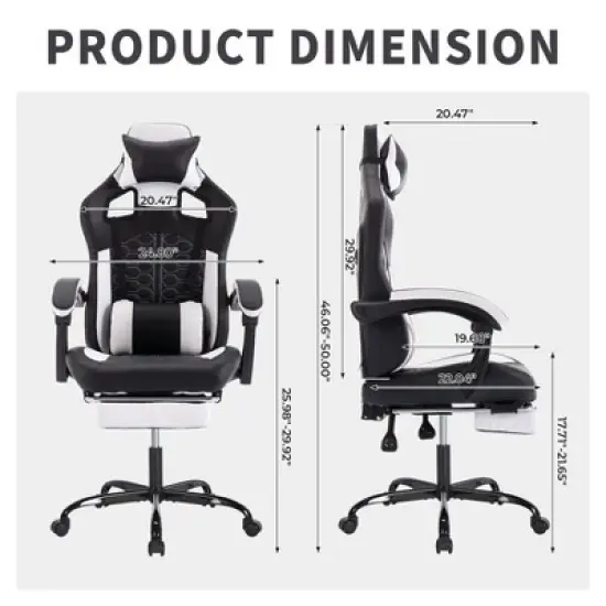 PAGED Ergonomic Massage Office Chair, High Back Leather Gaming Chair with Adjustable Height, Lumbar Support and Footrest, 300 LBS image {4}