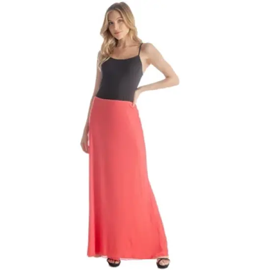 Womens Elastic Waist Sheer Fabric Overlay Maxi Skirt image {6}
