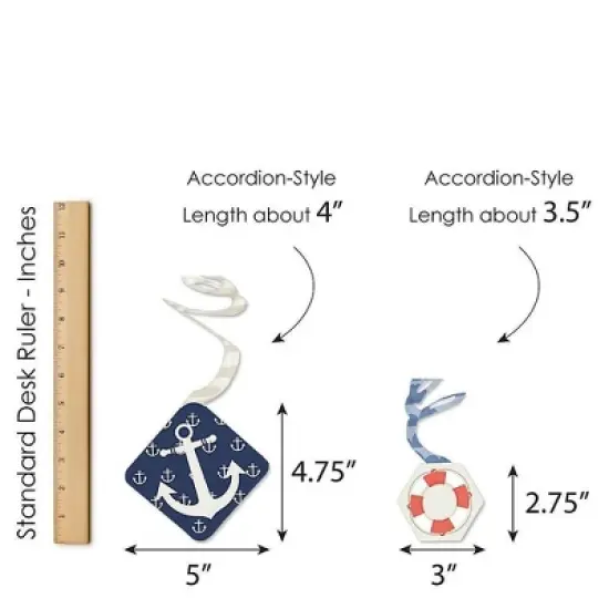 Big Dot of Happiness Ahoy - Nautical - Baby Shower or Birthday Party Hanging Decor - Party Decoration Swirls - Set of 40 image {6}
