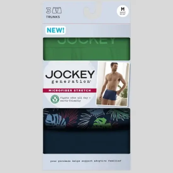 Jockey Generation&trade; Men's 3pk Microfiber Trunks - Light Blue/Net/Blue image {3}