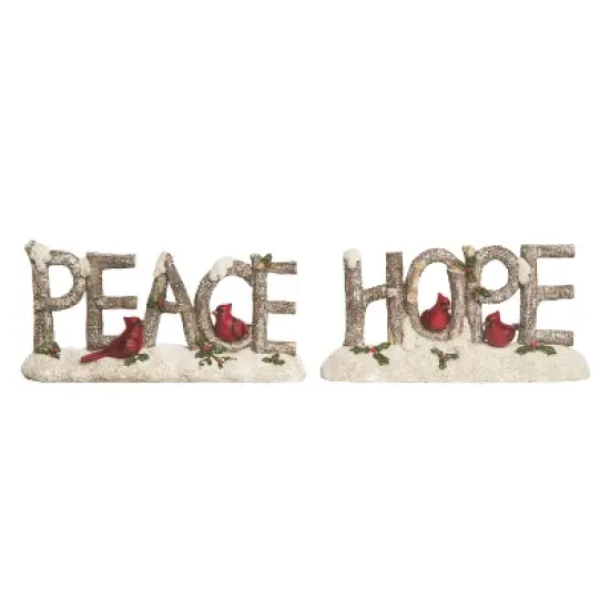 Transpac Resin Birch Cardinal Decor Set of 2 Christmas Home Decorations for Peace and Hope image {1}