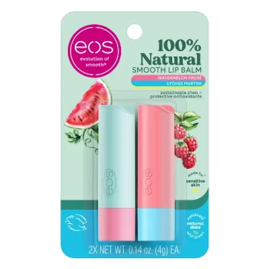 eos 100% Natural Shea, Watermelon Fros&eacute; & Lychee Martini Lip Balm - 0.28oz/2pk image {6}