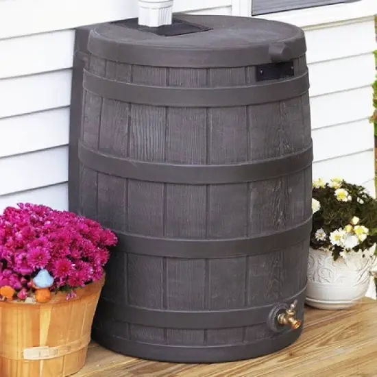Good Ideas Rain Wizard 50 Gallon Rain Barrel Water Collector, Oak (2 Pack) image {4}