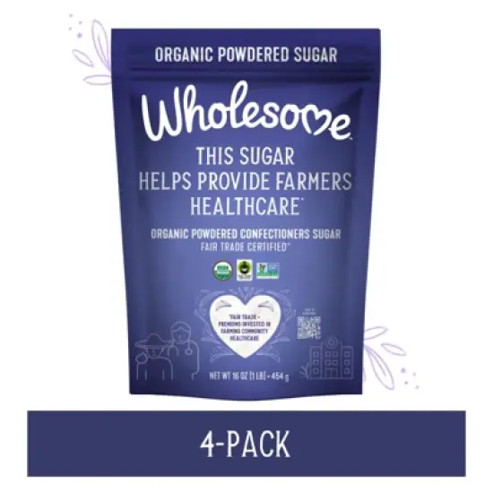 WHOLESOME ORGANIC FAIR TRADE POWDERED CONFECTIONERS SUGAR  4 PACK image {10}