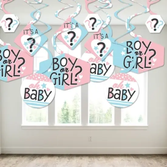 Big Dot of Happiness Baby Gender Reveal - Team Boy or Girl Party Hanging Decor - Party Decoration Swirls - Set of 40 image {2}