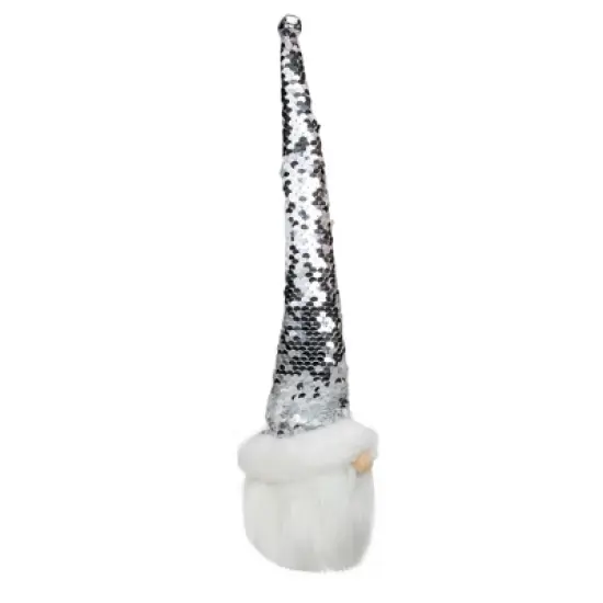 Northlight 13" Silver Sequin Santa With a Pointed Winter Hat Christmas Decor image {3}