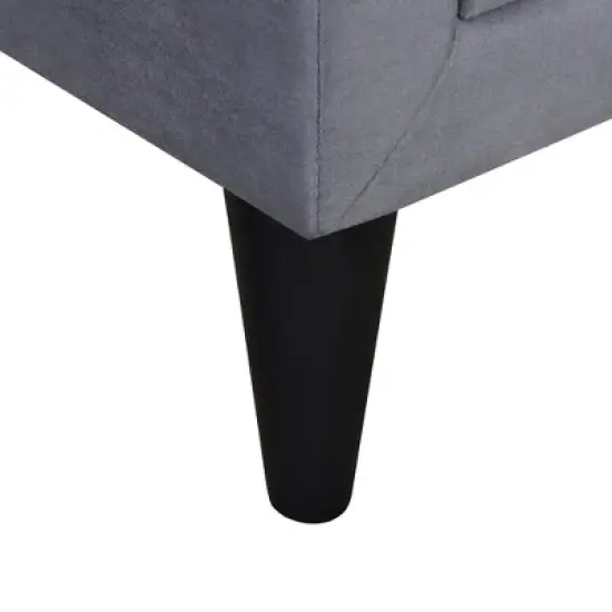 Velvet Upholstered Wooden Nightstand, Bedside Table with 2 Drawers-ModernLuxe image {8}