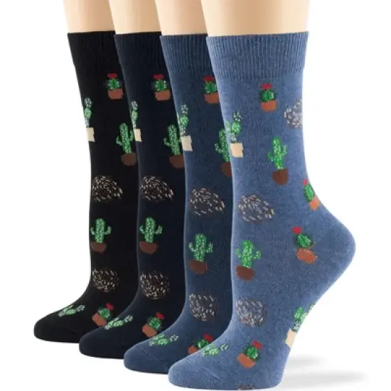 Women Cotton Calf Patterned Socks - 4 Pack - Coffee, Puppy, Flowers, Birds, Cat - Shoe Size 5-9 M, 8-12 L - Multicolors | 7BIGSTARS KINGDOM image {5}