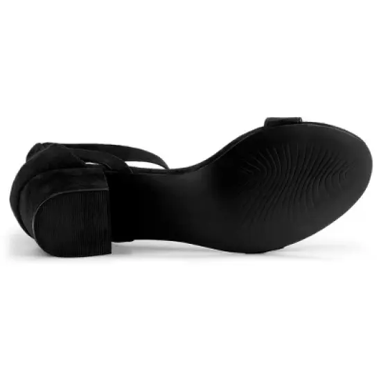 Allegra K Women's Ankle Strap Block Low Heel image {5}
