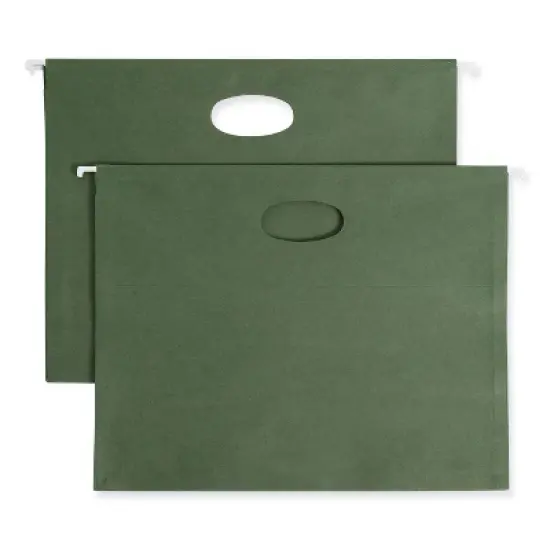Smead 100% Recycled Hanging Pockets with Full-Height Gusset, 1 Section, 3.5" Capacity, Letter Size, Standard Green, 10/Box image {5}