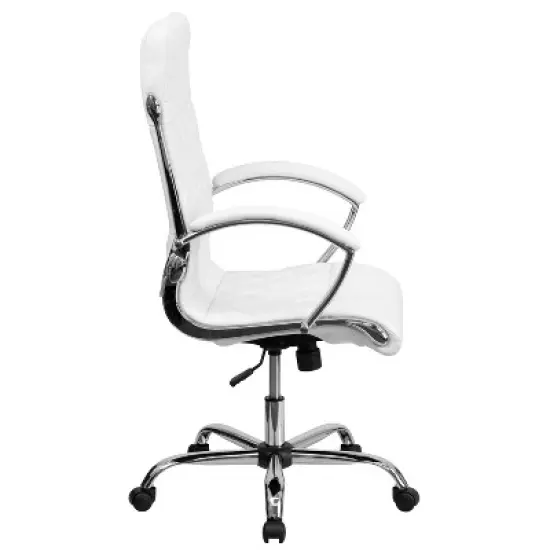 Flash Furniture High Back Designer Quilted LeatherSoft Executive Swivel Office Chair with Chrome Base and Arms image {2}