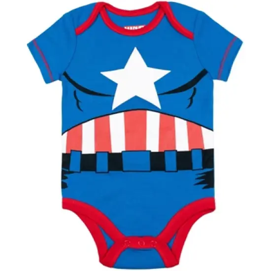 Marvel Avengers Hulk Captain America Iron Man Baby 5 Pack Bodysuits Newborn to Infant image {3}