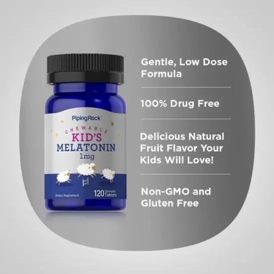 Piping Rock Kids Melatonin 1mg | 120 Chewable Tablets image {3}