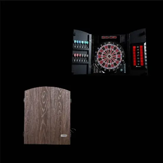 MD Sports New Haven Electronic Dartboard with Cabinet image {1}