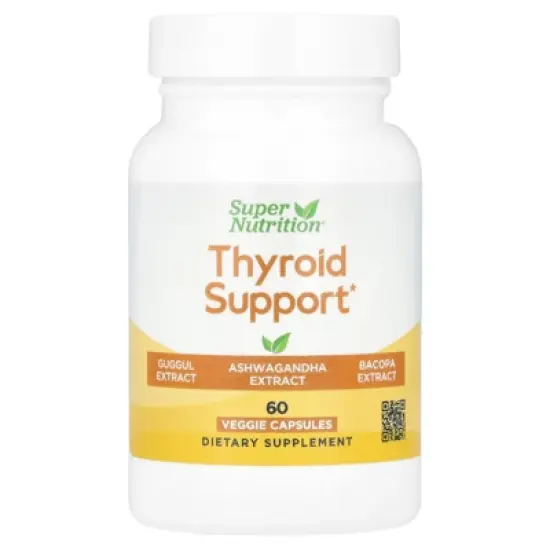 Super Nutrition Thyroid Support with Guggul, Ashwagandha, Bacopa and Green Tea Extracts, 60 Veggie Capsules image {5}