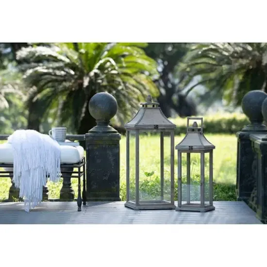 A&B Home 2pc Ivona Garden Outdoor Candle Lanterns - White image {8}