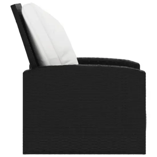 vidaXL - Modern Black Poly Rattan Patio Reclining Chair with Cushions - Adjustable Outdoor Garden Lounge Chair with Comfortable Armrests and Backrest. image {3}