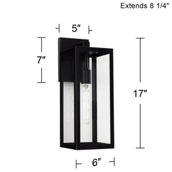 John Timberland Titan Modern Outdoor Wall Light Fixture Mystic Black 17" Clear Glass for Post Exterior Barn Deck House Porch Yard Patio Home Outside image {8}