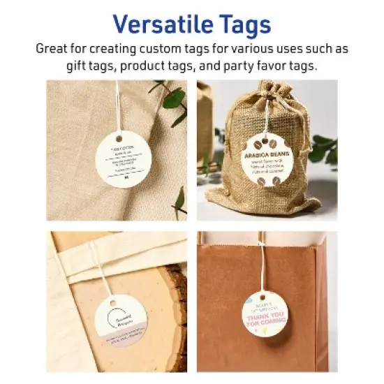 Avery Printable Round Tags with Sure Feed Technology, 2" Diameter, Matte Ivory Cardstock, Print-to-the-Edge, Laser/Inkjet, 120 Total image {2}