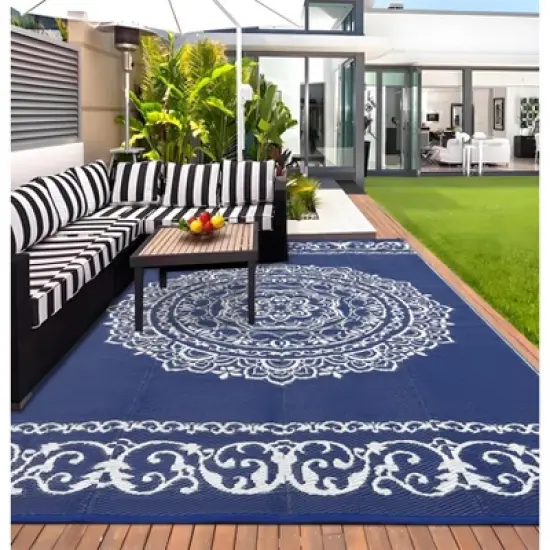 Waterproof Outdoor Rug UV-Resistant Plastic Straw Rug for Patio image {8}