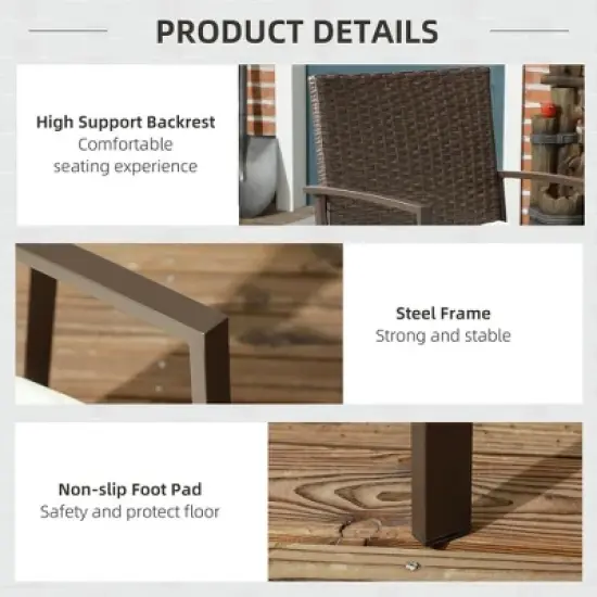 Resenkos Outdoor Dining Room Chairs, Patio Kitchen Chairs,PE Rattan Outdoor Dining Chair Set with Cushion and Backrest, Cream White,2 Pcs image {10}